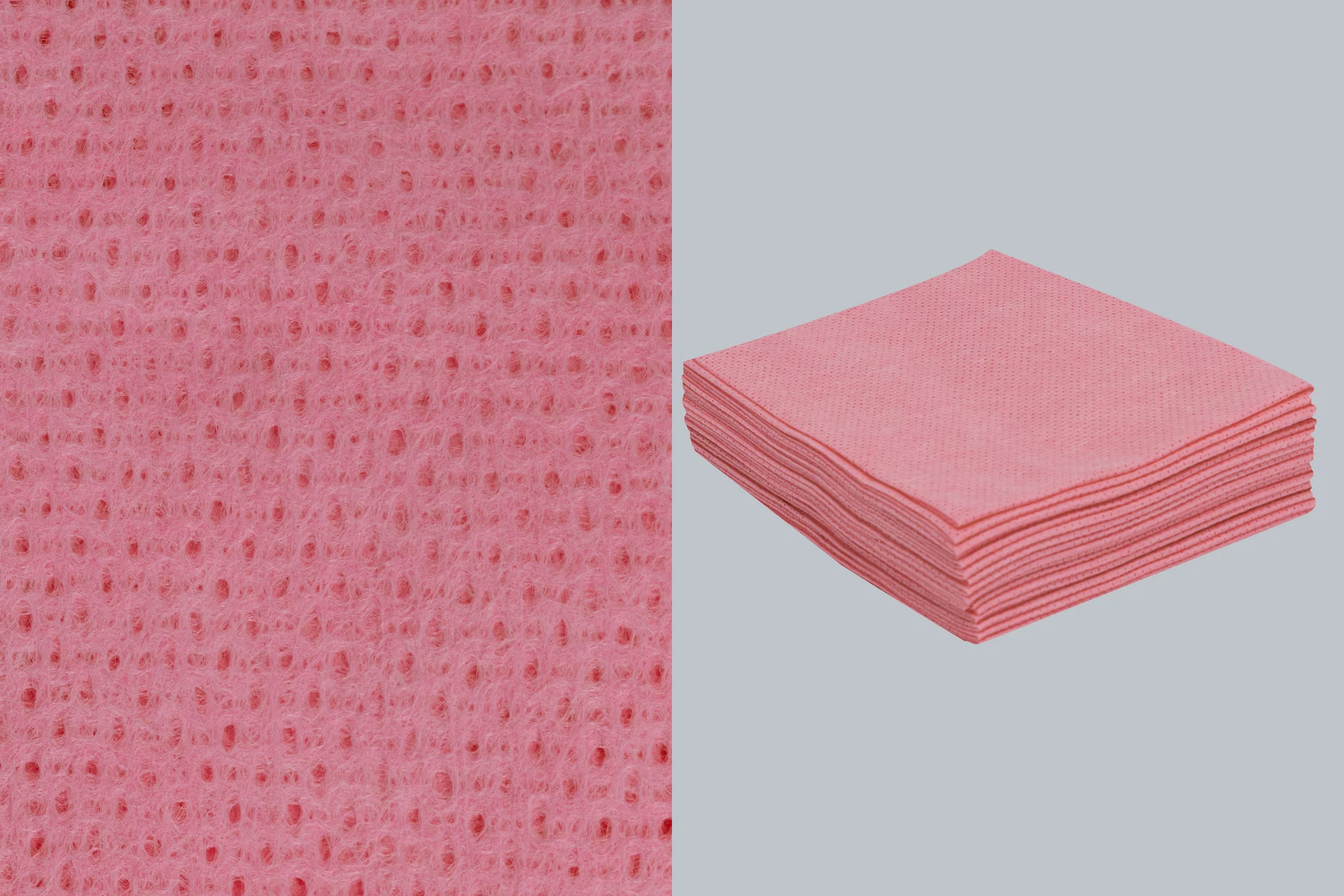 Růžová textilní rychlosavá průmyslová čisticí utěrka FLOMA WPDM55 - délka 40 cm, šířka 30 cm - 20 ks