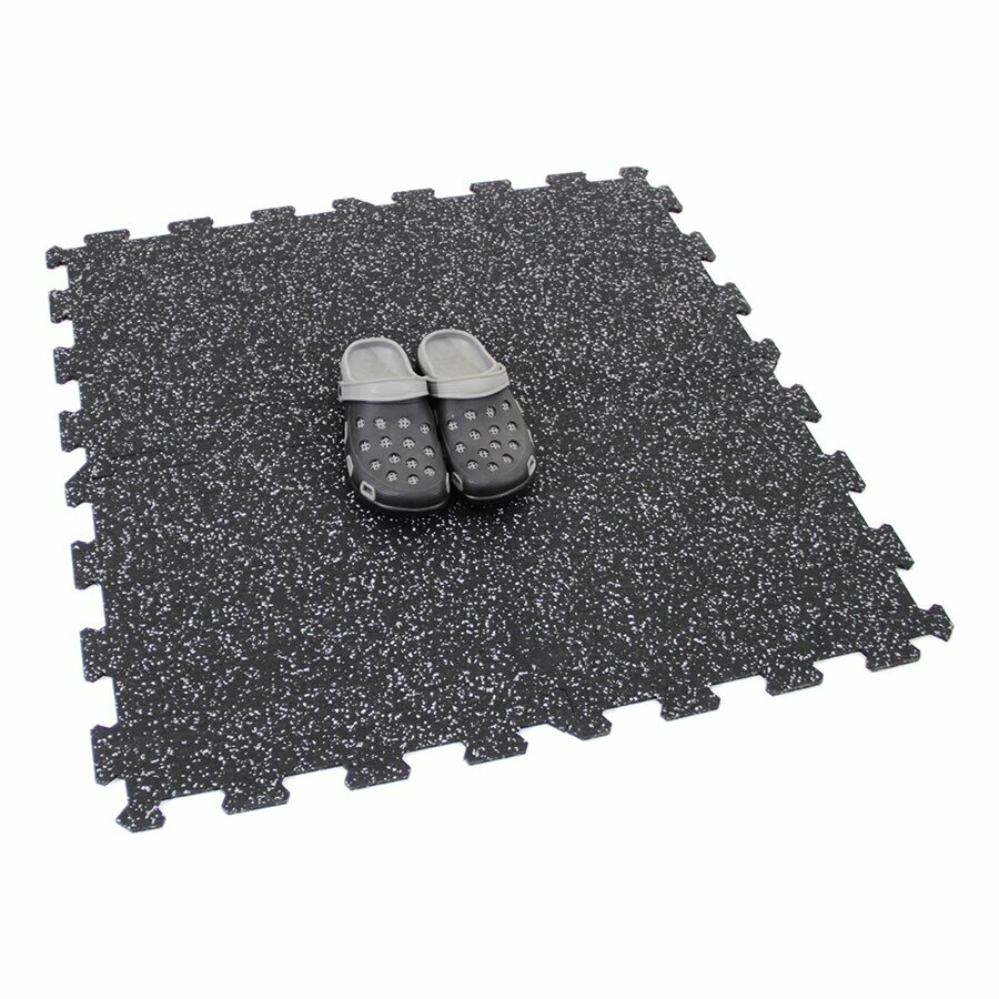 Čierno-biela gumová modulová puzzle dlažba (stred) FLOMA Sandwich - dĺžka 100 cm, šírka 100 cm a výška 1,8 cm