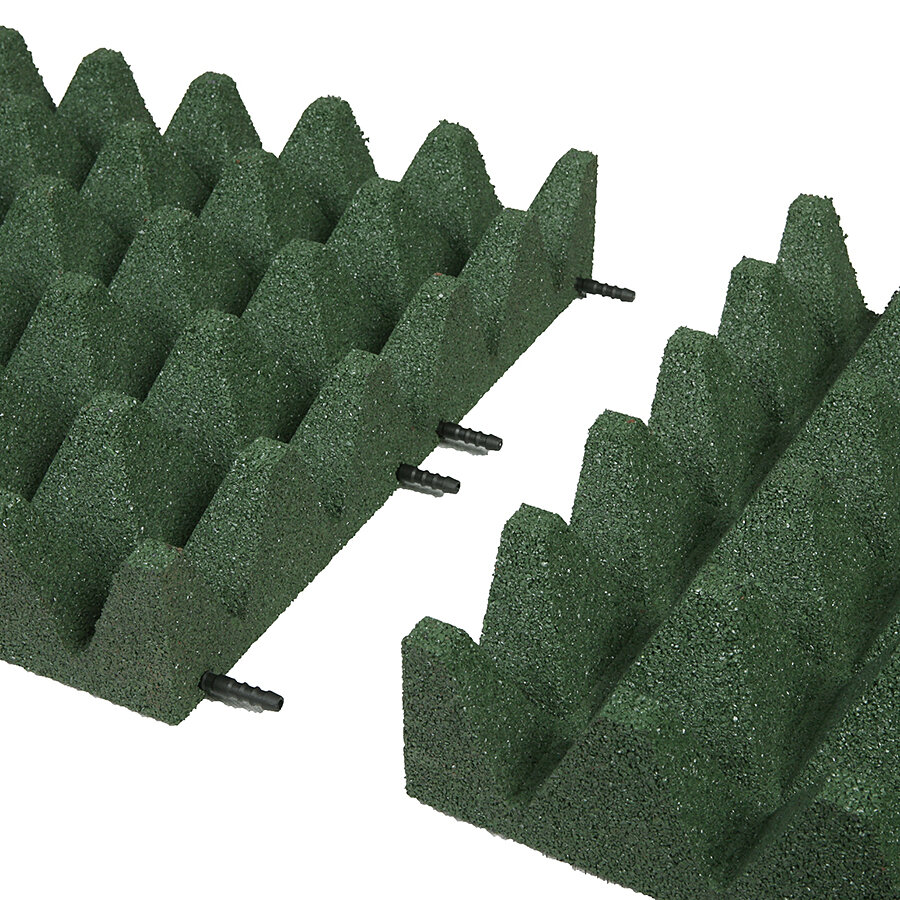 Zelená gumová certifikovaná dopadová dlažba (V100/R75) FLOMA - délka 50 cm, šířka 50 cm a výška 10 cm