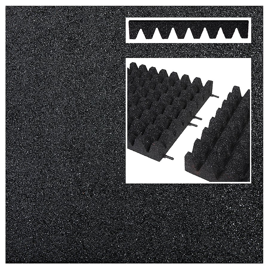 Čierna gumová certifikovaná dopadová dlažba FLOMA V80/R50 - dĺžka 50 cm, šírka 50 cm, výška 8 cm