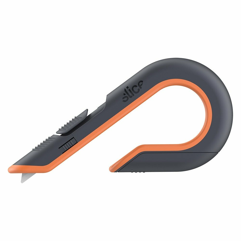 Černo-oranžový plastový polohovatelný nůž na krabice SLICE - délka 17 cm, šířka 8,6 cm a výška 1,8 cm
