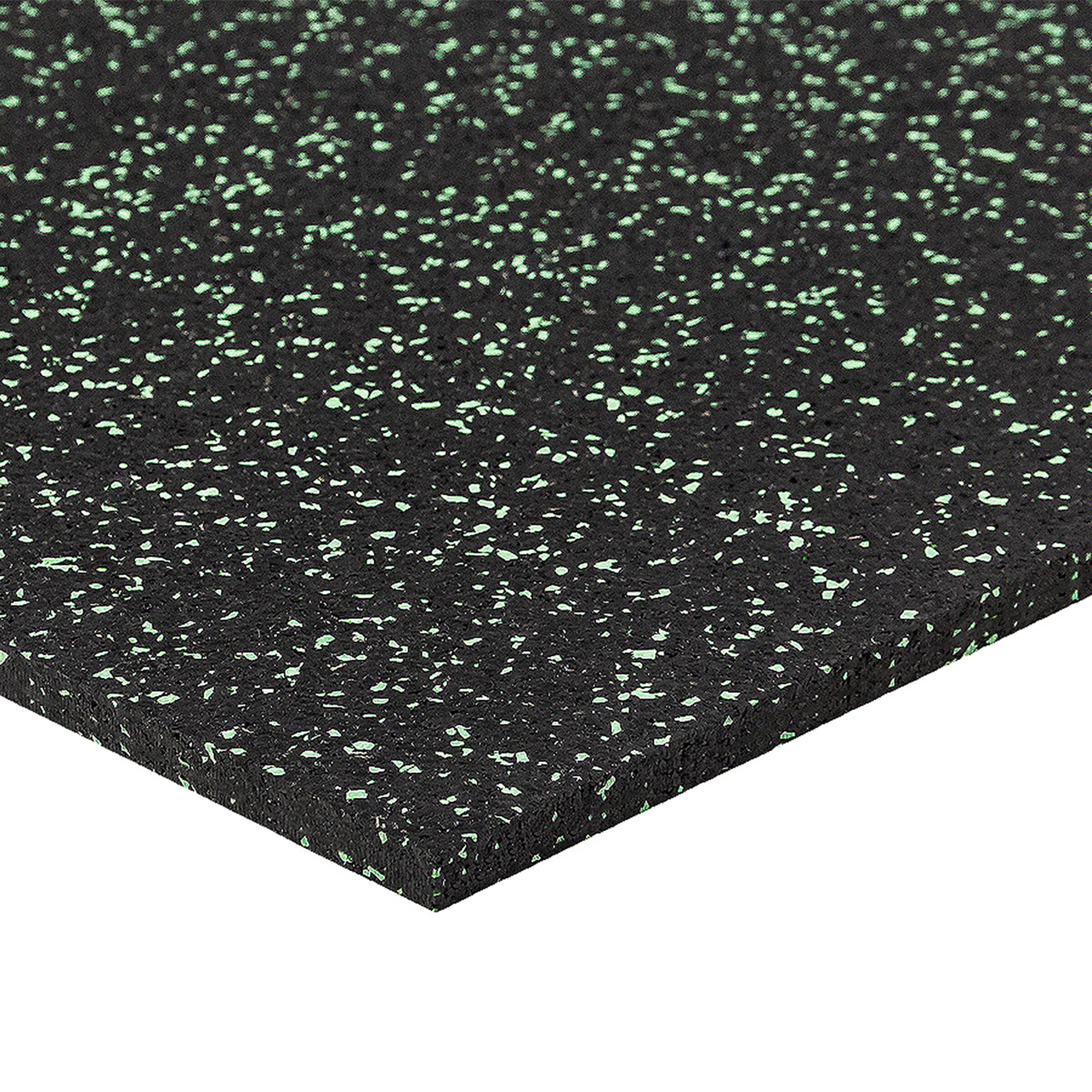 Čierno-zelená gumová modulová puzzle dlažba (roh) FLOMA FitFlo SF1050 - dĺžka 50 cm, šírka 50 cm, výška 1 cm