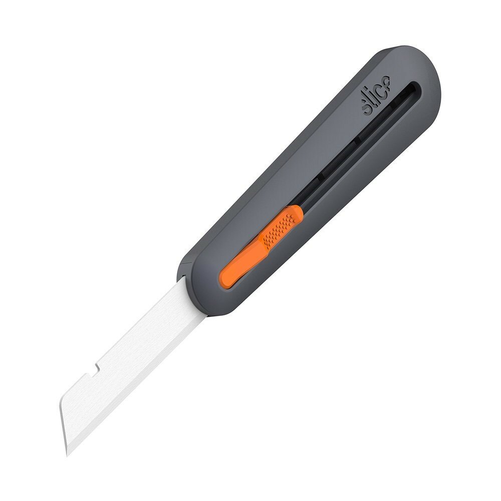 Černo-oranžový plastový průmyslový polohovatelný univerzální nůž SLICE - délka 15,5 cm, šířka 3,4 cm a výška 2,2 cm