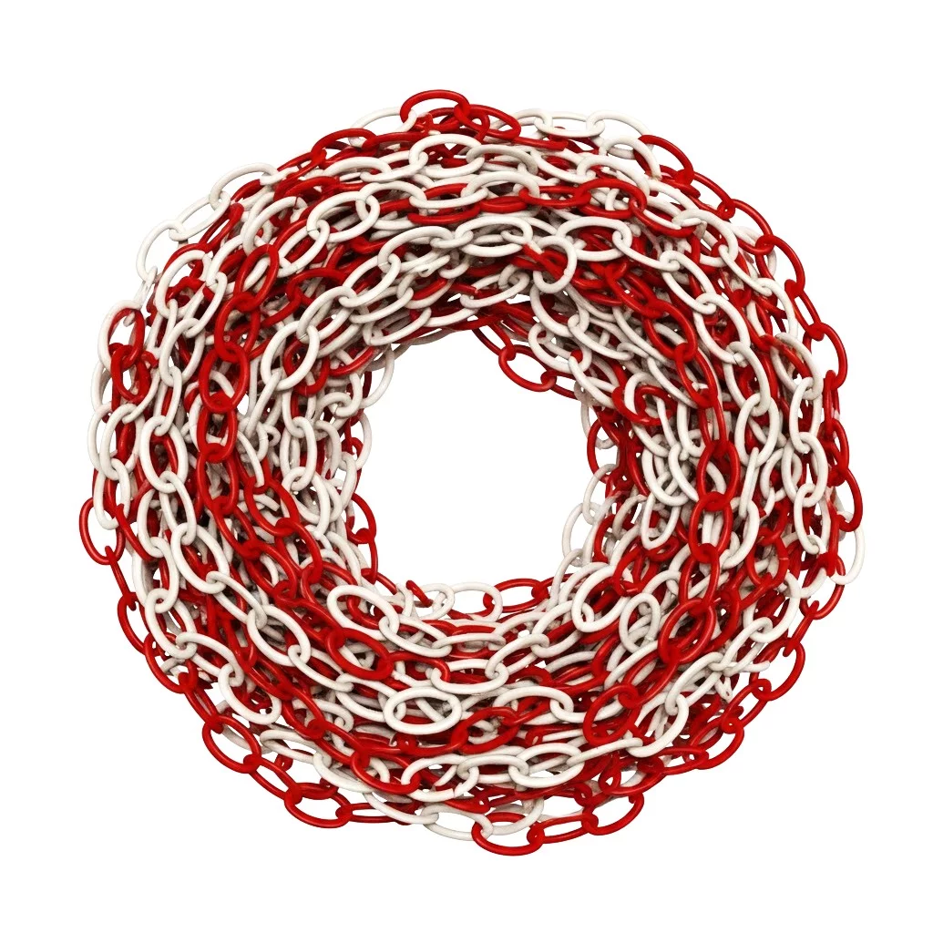 Absperrkette aus Kunststoff Und aus PP FLOMA TC87 - Länge 25 m, Breite 0,6 cm - Weiß-Rot