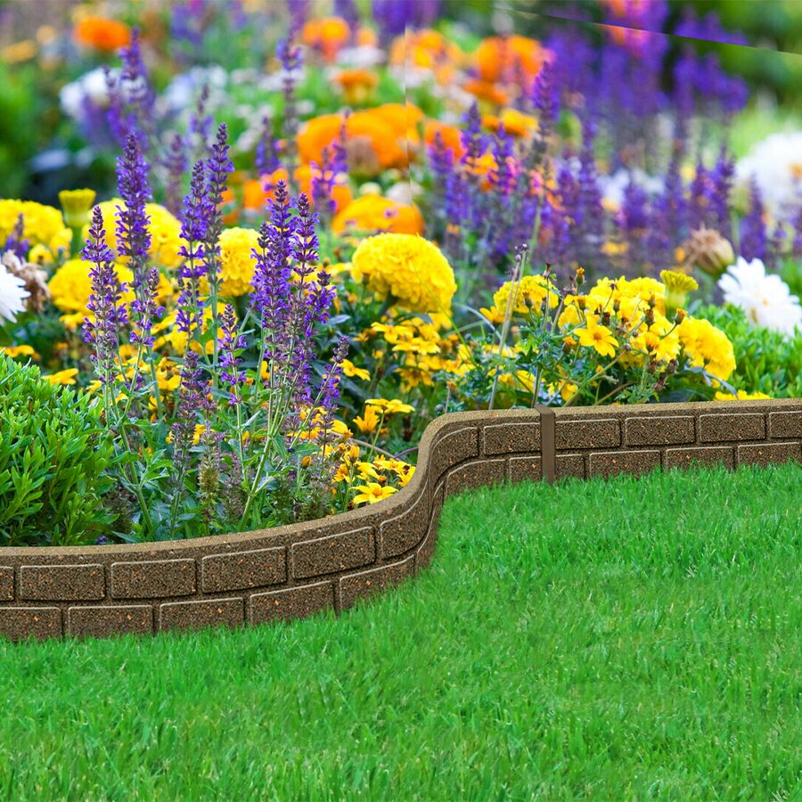Sivý gumový záhradný obrubník FLOMA Bricks - dĺžka 120 cm, šírka 2 cm a výška 9 cm