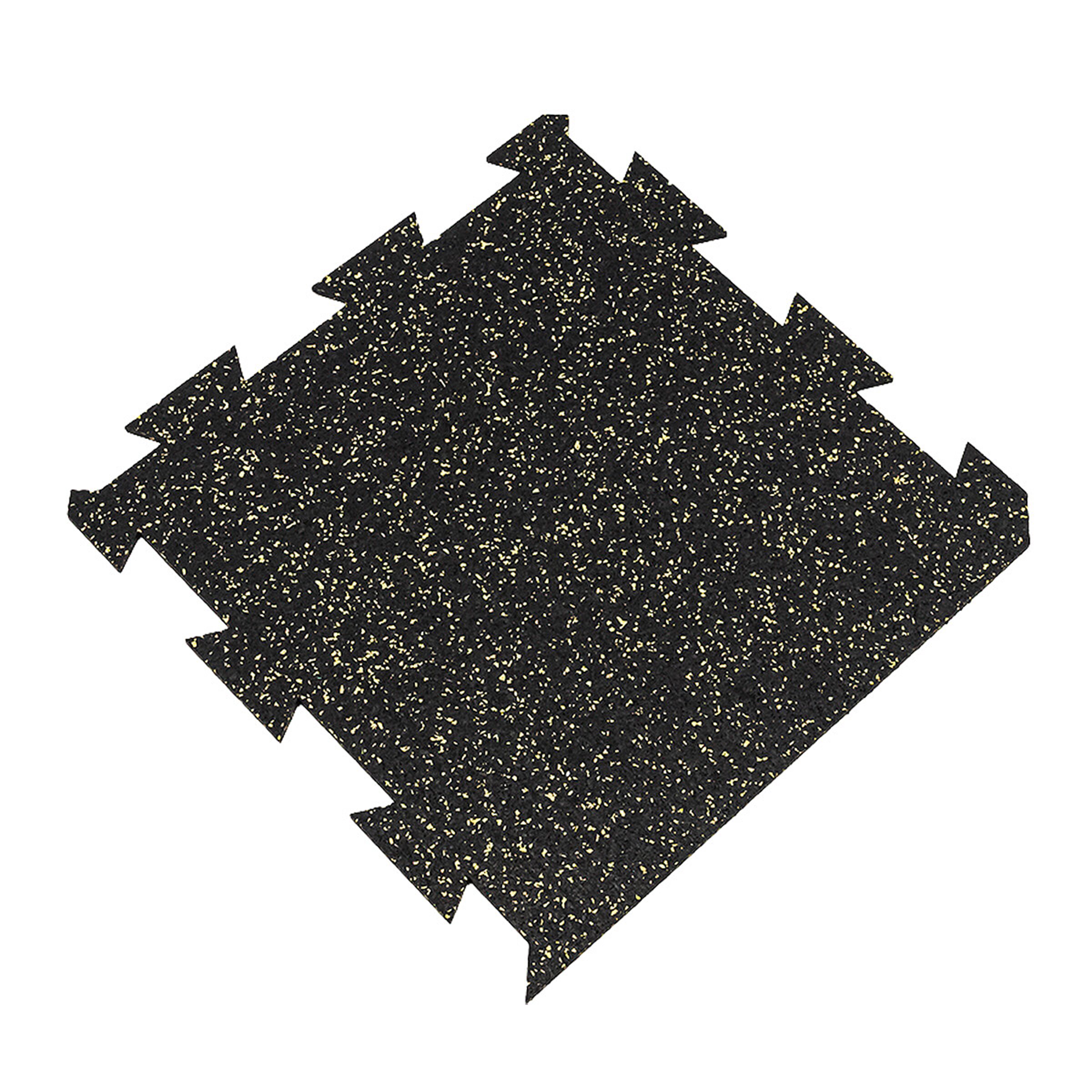 Černo-žlutá gumová modulová puzzle dlaždice (okraj) FLOMA FitFlo SF1050 - délka 50 cm, šířka 50 cm, výška 0,8 cm