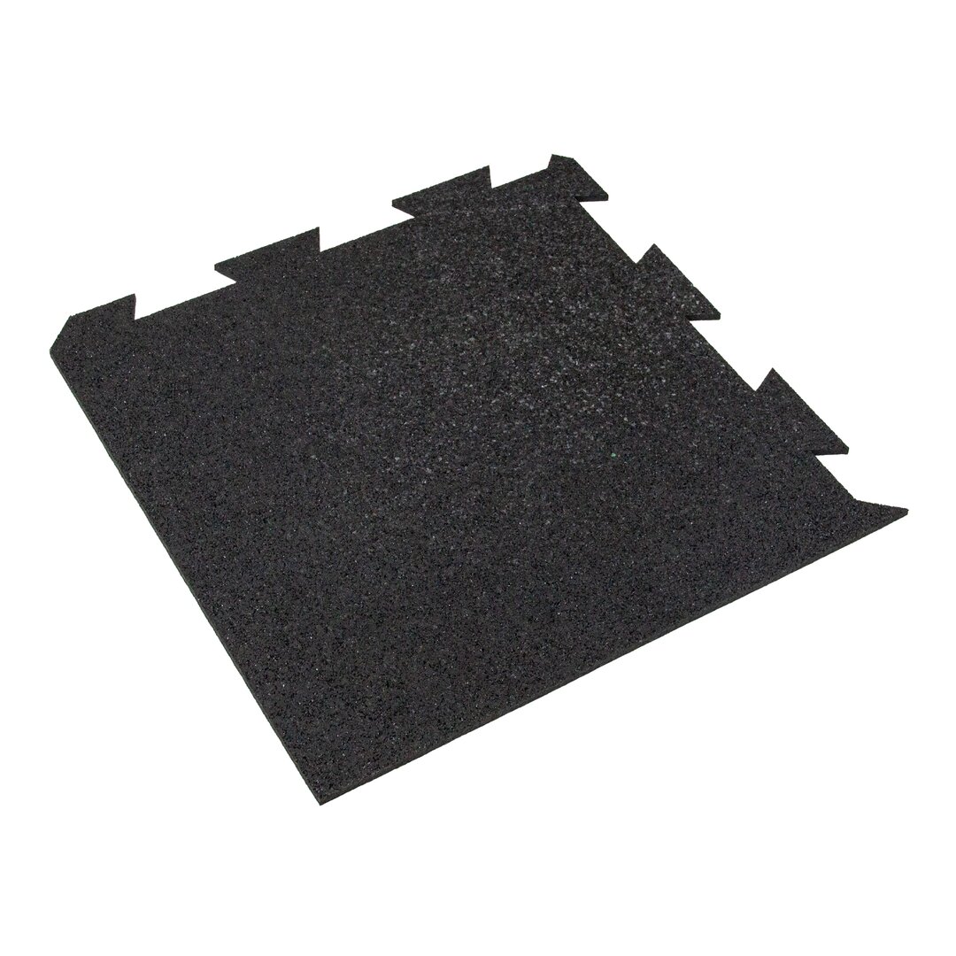 Černá gumová puzzle modulová dlaždice (roh) FLOMA SF1050 FitFlo - délka 50 cm, šířka 50 cm, výška 0,8 cm