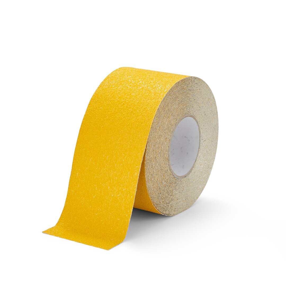 Žltá korundová protišmyková páska pre nerovné povrchy FLOMA Conformable - dĺžka 18,3 m, šírka 10 cm, hrúbka 1,1 mm