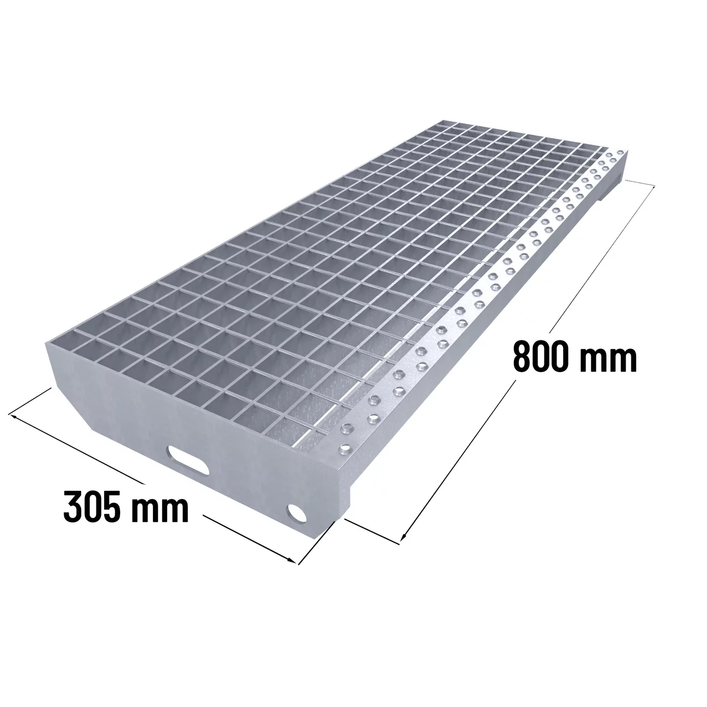 Stopień schodowy metalowy antypoślizgowy ocynkowany (30/3, 34/38) FLOMA SteelStep - szerokość 80 cm, głębokość 30,5 cm, wysokość 3 cm