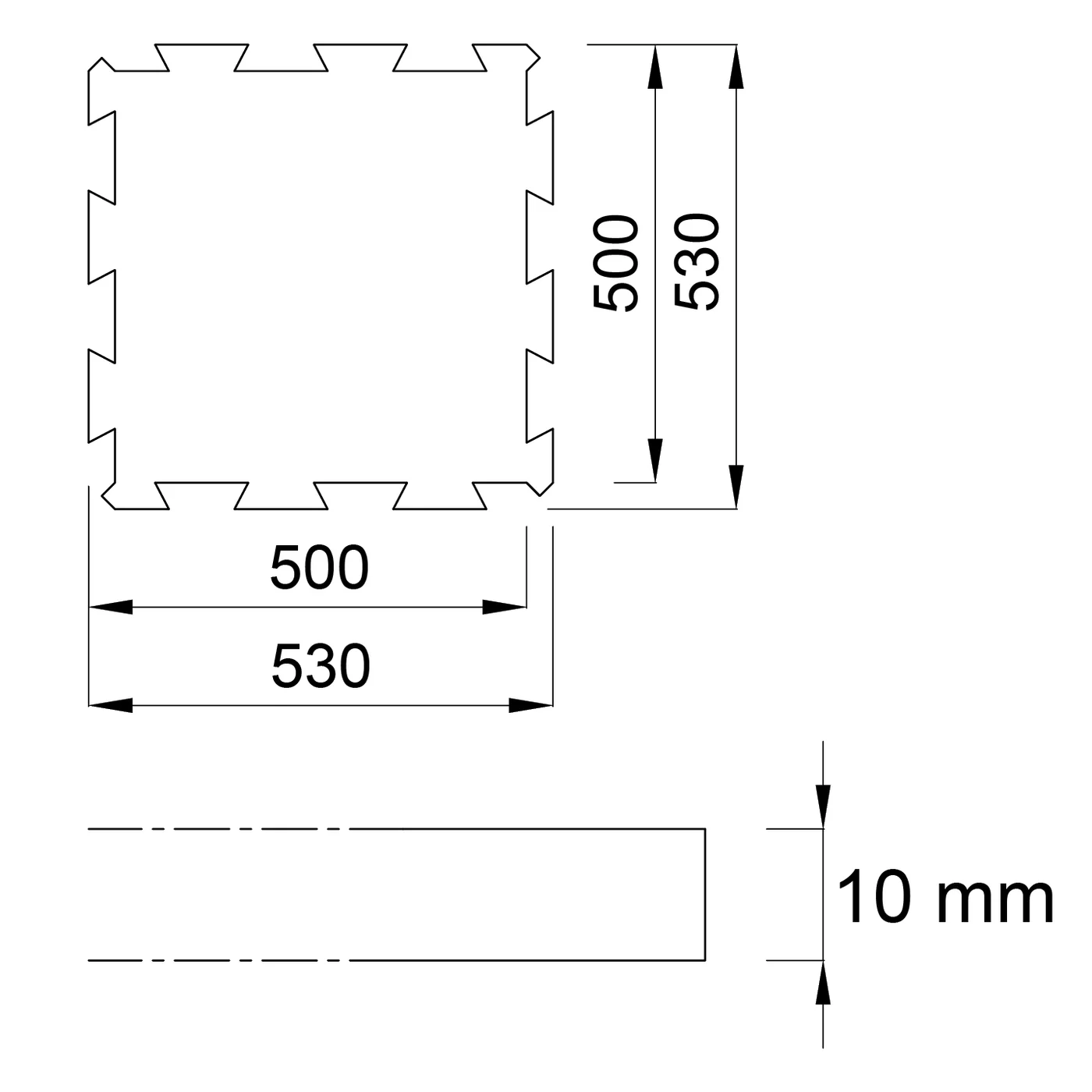 Czarno-żółta gumowa płytka modułowa (środek) FLOMA FitFlo SF1050 - długość 50 cm, szerokość 50 cm i wysokość 1 cm