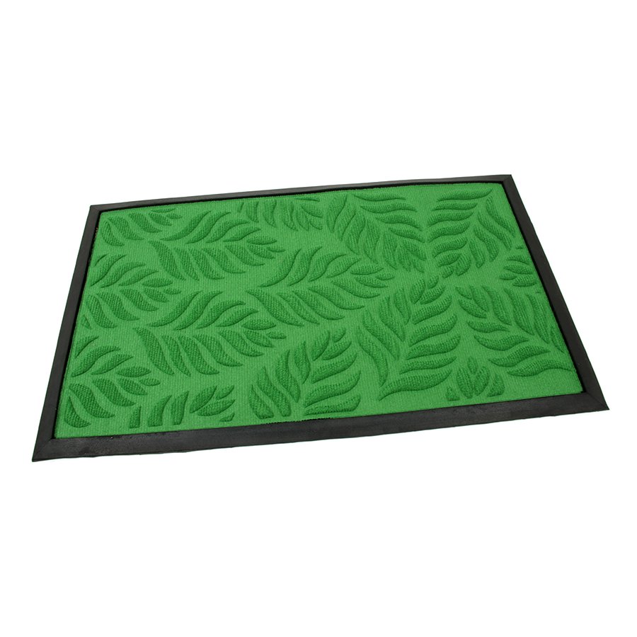 Zelená textilná gumová čistiaca vstupná rohož FLOMA Leaves - dĺžka 45 cm, šírka 75 cm a výška 1 cm