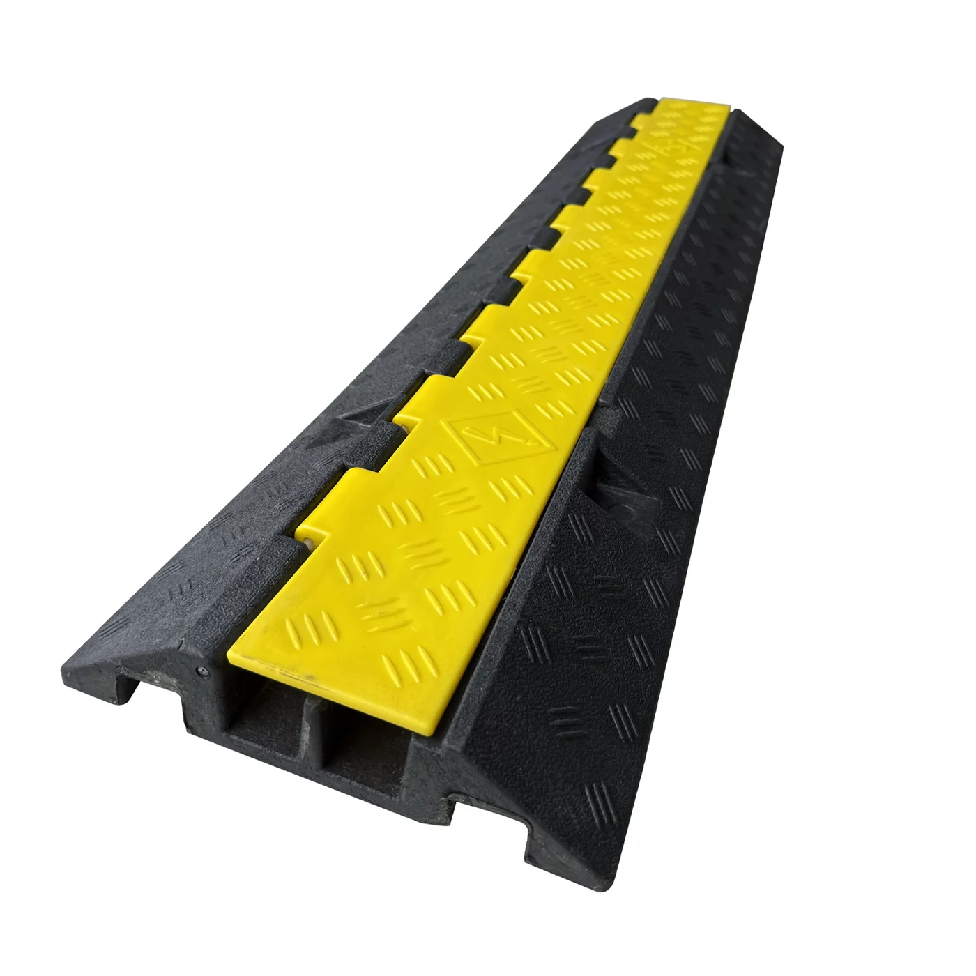 Kabelbrücke aus Gummi 2x32x32 FLOMA - Länge 100 cm, Breite 25 cm, Höhe 5 cm - Schwarz-Gelb