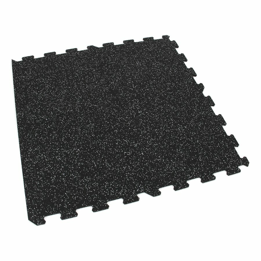 Černo-šedá gumová puzzle modulová dlažba (okraj) FLOMA SF1050 FitFlo - délka 95,6 cm, šířka 95,6 cm, výška 1,6 cm