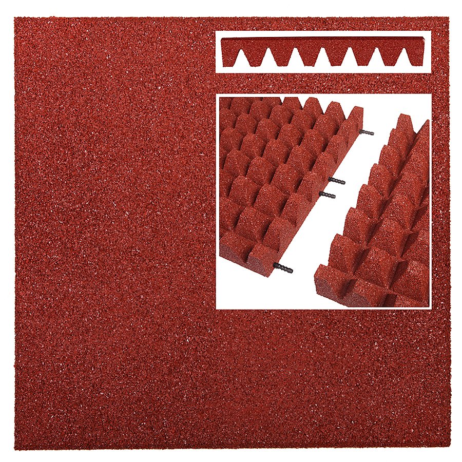 Červená gumová dopadová dlažba FLOMA V75/R50 - délka 50 cm, šířka 50 cm, výška 7,5 cm