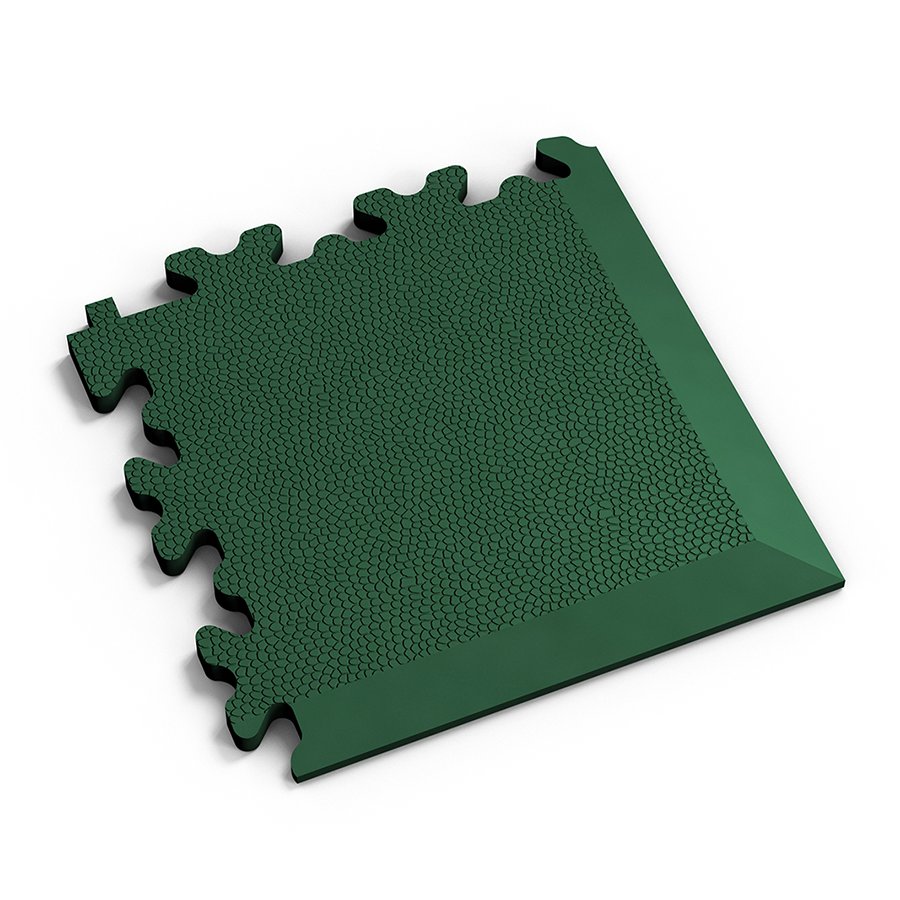 Zelený PVC vinylový rohový nájezd Fortelock Industry - délka 14 cm, šířka 14 cm a výška 0,7 cm