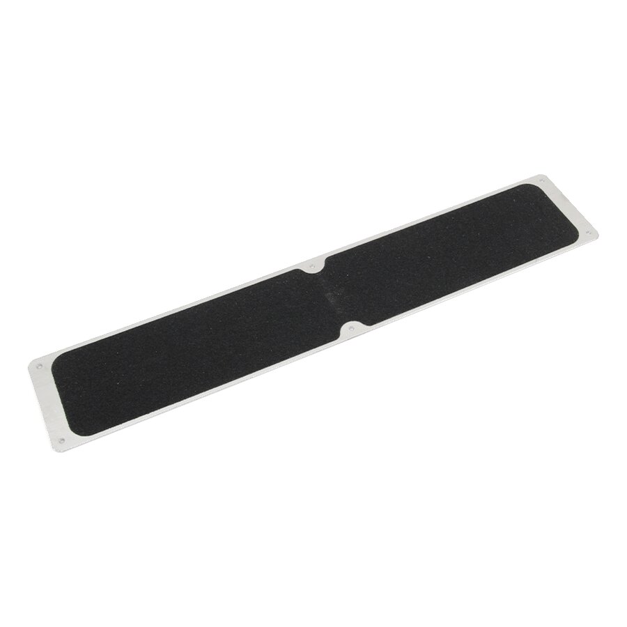 Čierny hliníkový protišmykový nášľap na schody FLOMA Bolt Down Plate - dĺžka 63,5 cm, šírka 11,5 cm a hrúbka 1,6 mm
