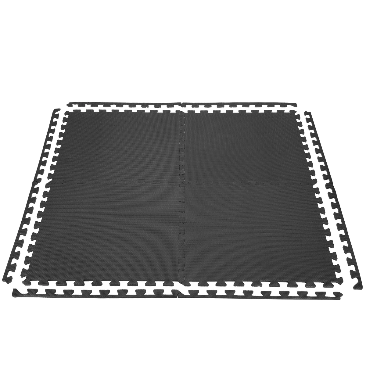 Čierna penová puzzle podložka (4 ks) ONE FITNESS - dĺžka 122 cm, šírka 122 cm, výška 1 cm