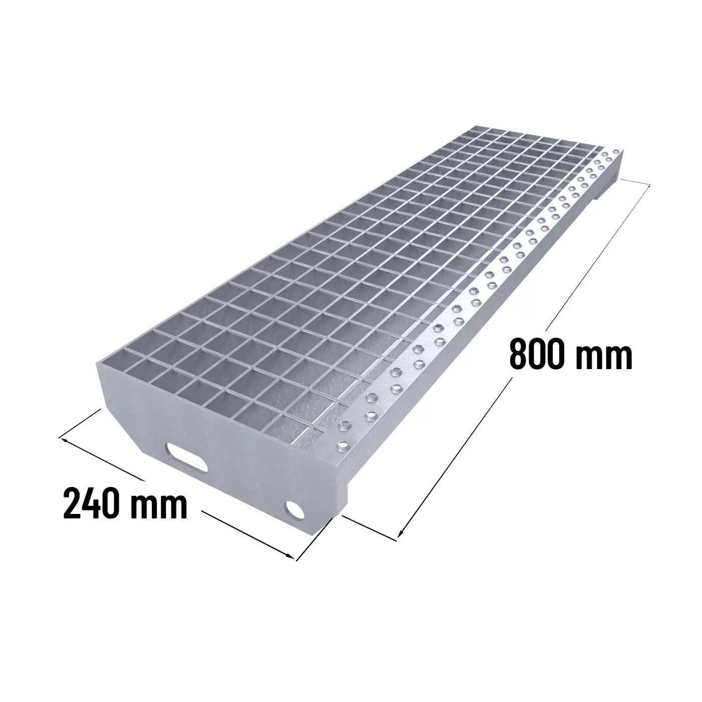 Stopień schodowy metalowy antypoślizgowy ocynkowany (30/3, 34/38) FLOMA SteelStep - szerokość 80 cm, głębokość 24 cm, wysokość 3 cm