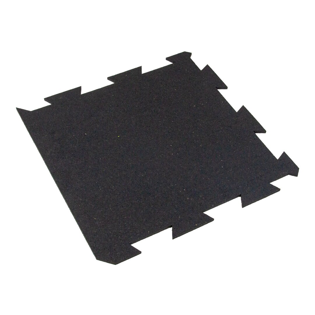 Černá gumová puzzle modulová dlaždice (okraj) FLOMA SF1050 FitFlo - délka 50 cm, šířka 50 cm, výška 1 cm