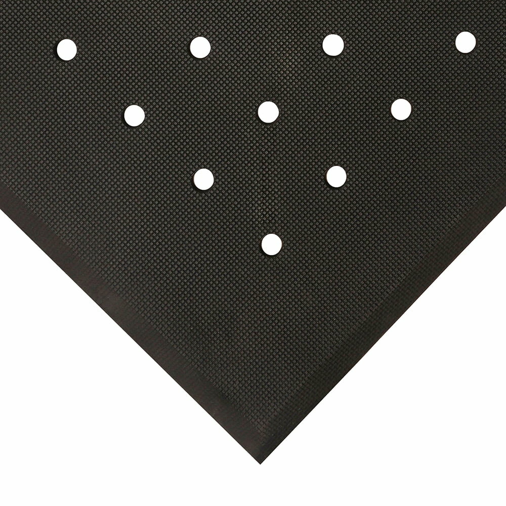 Čierna penová protiúnavová hygienická dierovaná olejovzdorná rohož - dĺžka 90 cm, šírka 60 cm a výška 1,7 cm