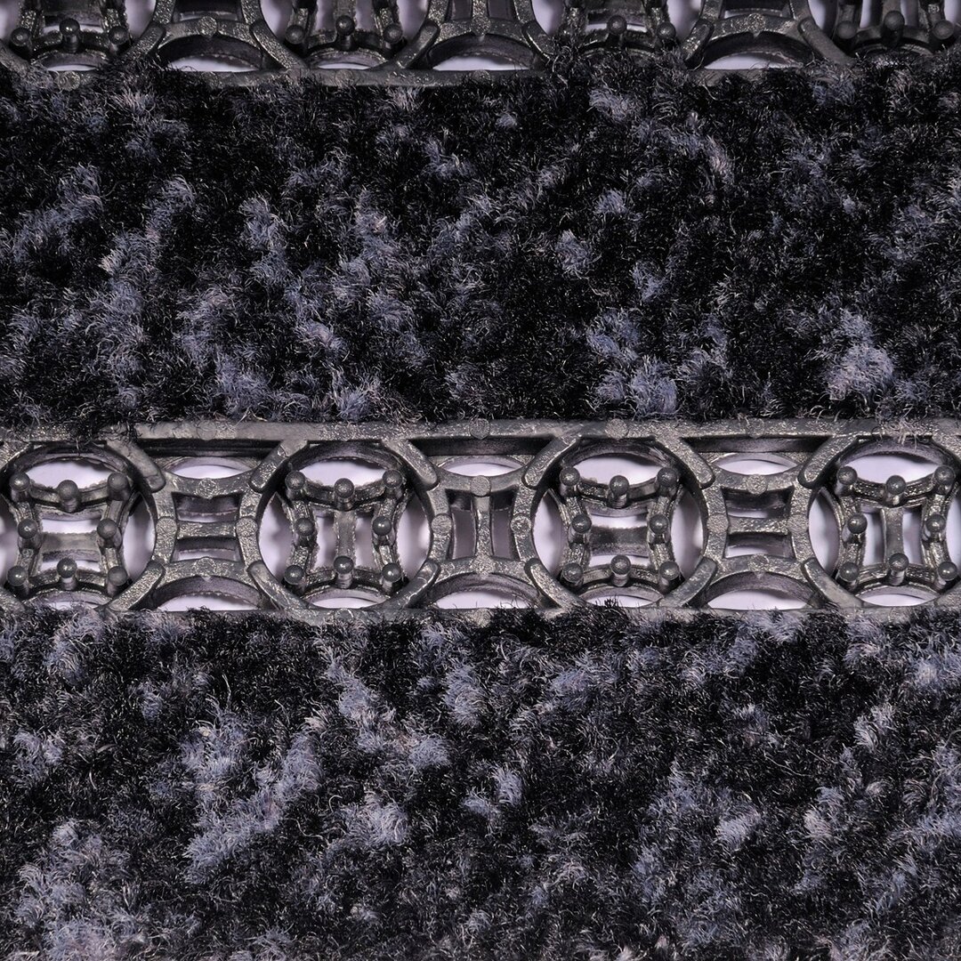 Černá plastová vnitřní čistící vstupní rohož FLOMA - délka 20,5 cm, šířka 20,5 cm a výška 1,6 cm
