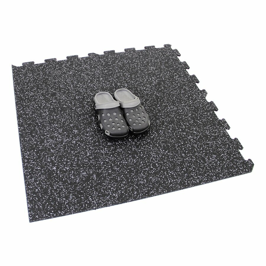 Čierno-biela gumová modulová puzzle dlažba (roh) FLOMA Sandwich - dĺžka 100 cm, šírka 100 cm a výška 1,8 cm