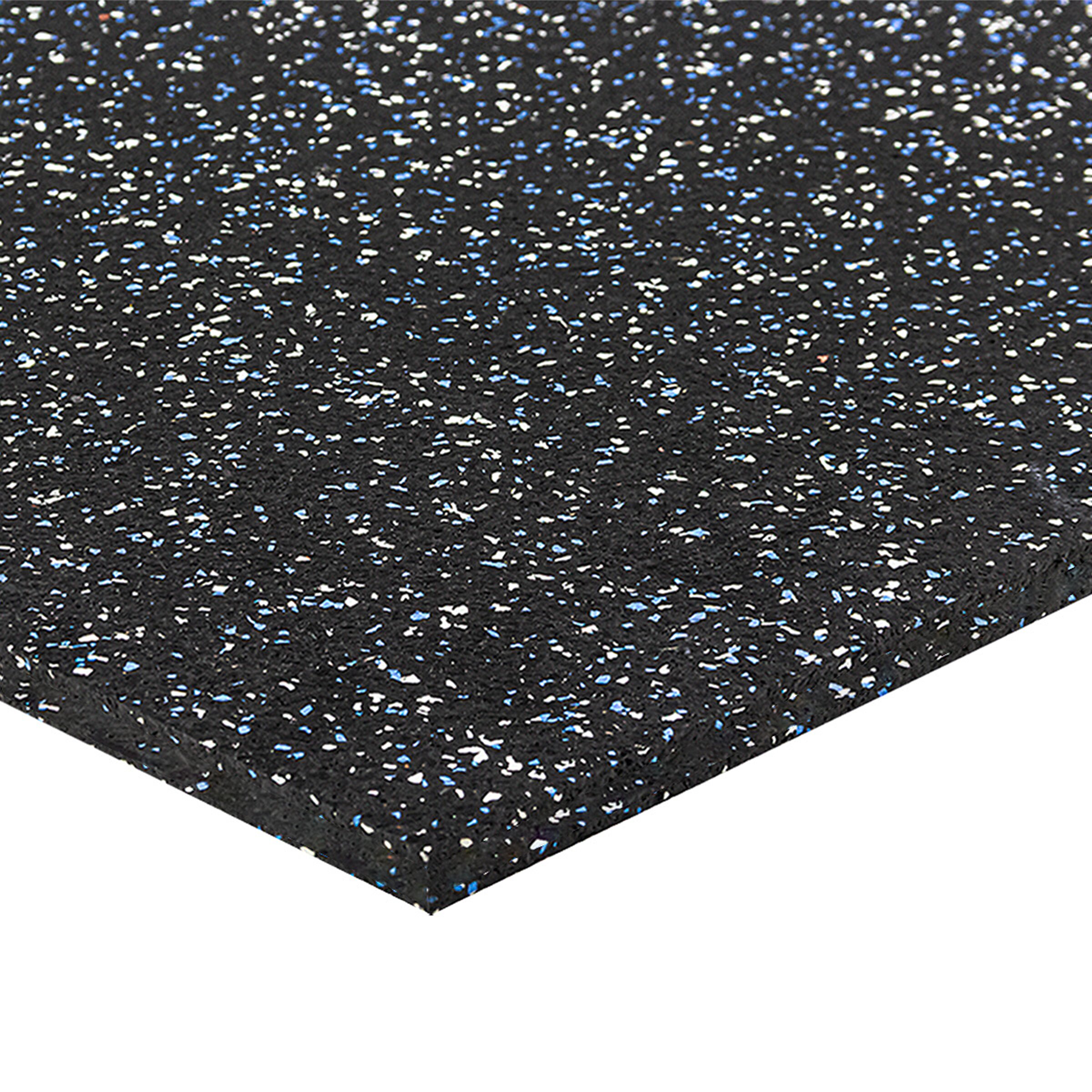 Černo-bílo-modrá gumová puzzle modulová dlažba FLOMA SF1050 FitFlo - délka 50 cm, šířka 50 cm, výška 1,6 cm