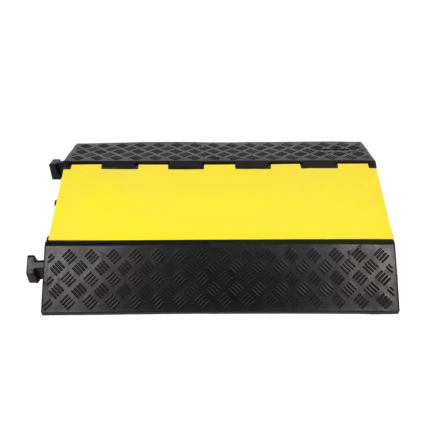 Anti-Rutsch Kabelbrücke aus Gummi 2x75x95 FLOMA - Länge 90 cm, Breite 58 cm, Höhe 8,8 cm - Schwarz-Gelb