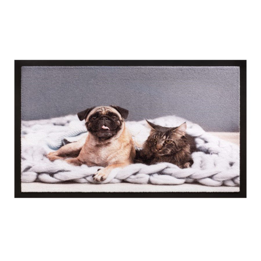 Vnútorná čistiaca vstupná rohož FLOMA Image Cat&amp;Dog - dĺžka 40 cm, šírka 60 cm a výška 0,5 cm