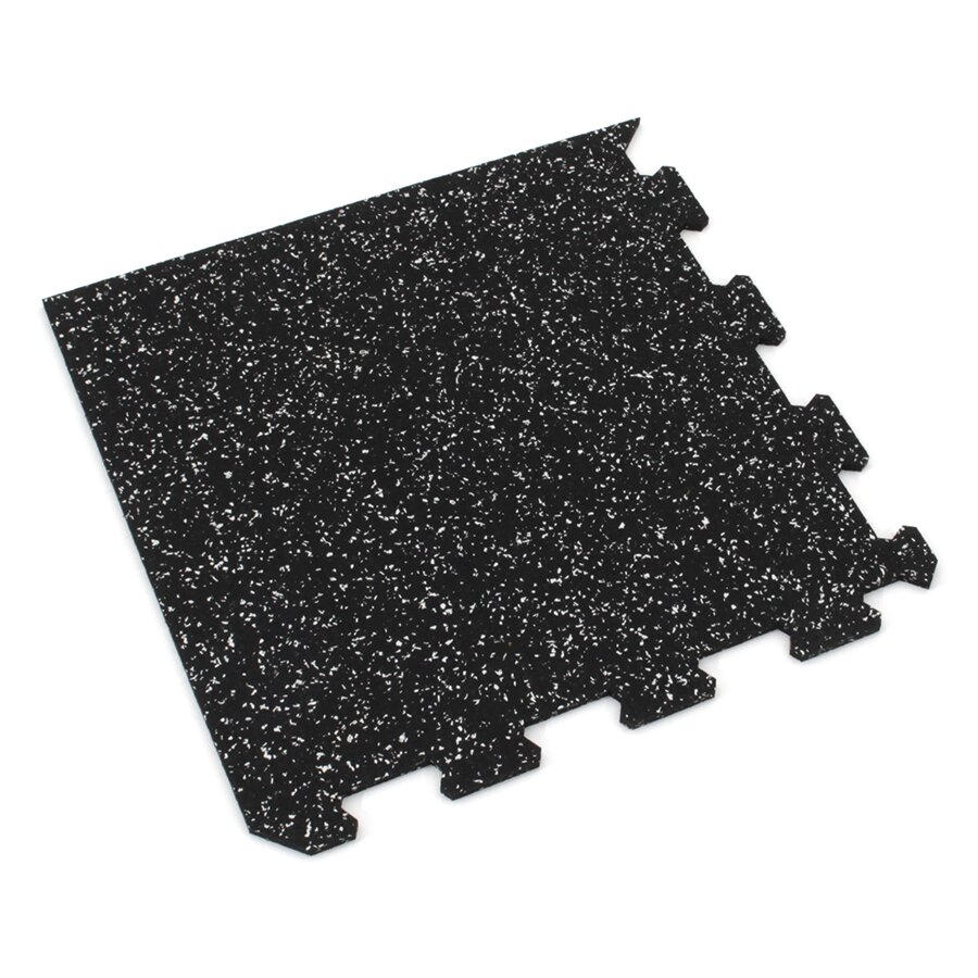 Čierno-biela gumová modulová puzzle dlažba (roh) FLOMA FitFlo SF1050 - dĺžka 95,6 cm, šírka 95,6 cm a výška 0,8 cm