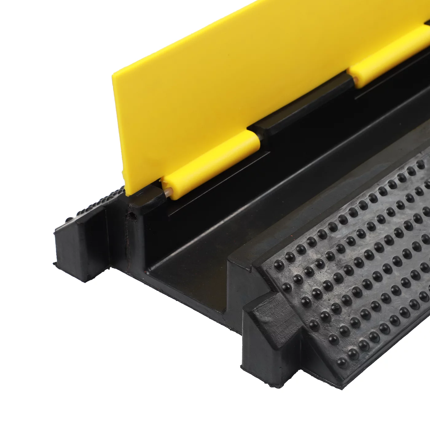 Anti-Rutsch Kabelbrücke aus Gummi (1x15x35) FLOMA - Länge 100 cm, Breite 25 cm, Höhe 3 cm - Schwarz-Gelb