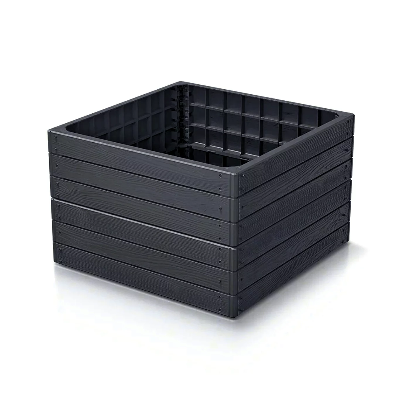 Stapelbares Hochbeet GH14 - Länge 75,6 cm, Breite 75,6 cm, Höhe 25 cm - Braun Und Schwarz