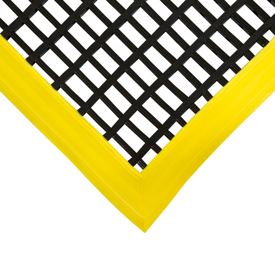 Čierno-žltá univerzálna protišmyková olejovzdorná rohož (mriežka 22 x 10 mm) - dĺžka 120 cm, šírka 60 cm, výška 1,2 cm