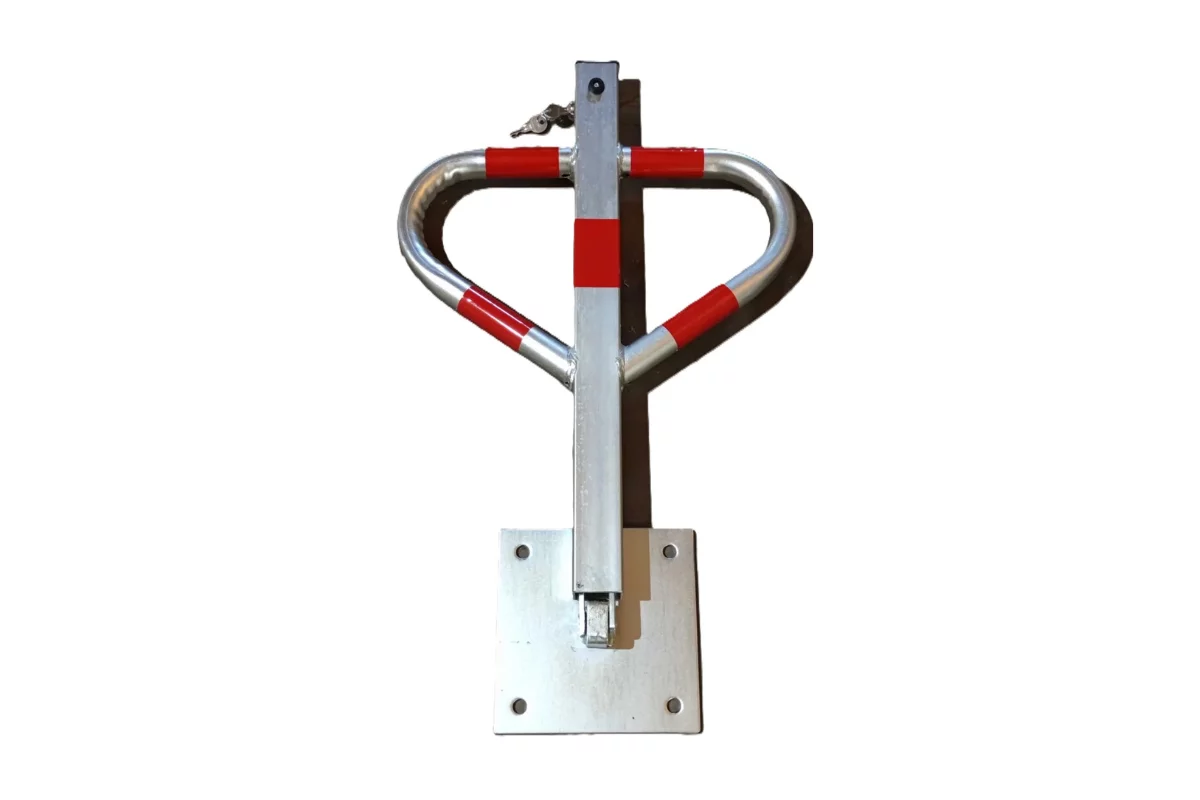 Klappbare parkende Parkschranke aus Stahl - Breite 44 cm, Höhe 60 cm - silberne