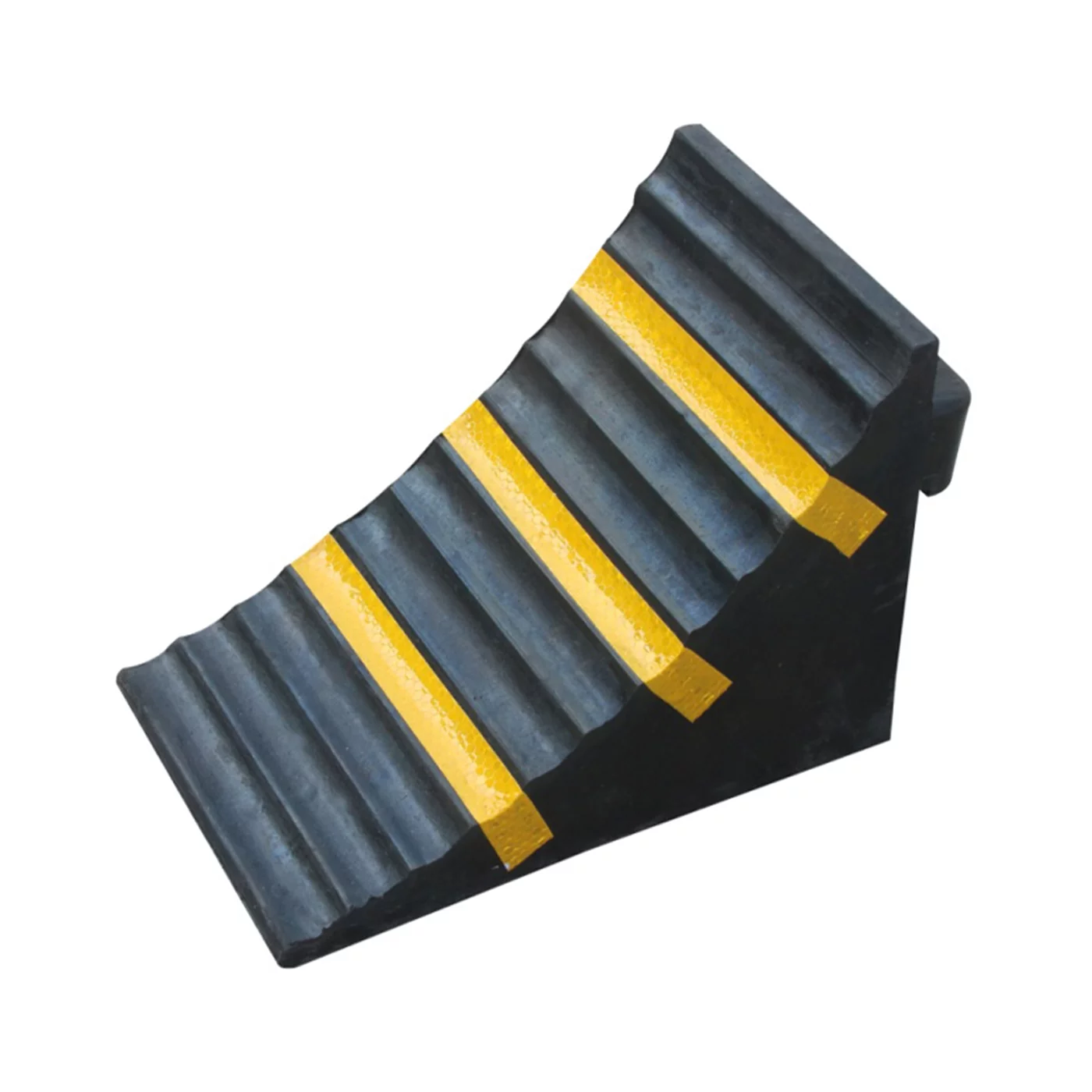 Radkeil aus Gummi unter die Räder FLOMA WCF12 - Länge 28,5 cm, Breite 15,5 cm, Höhe 18,5 cm - Schwarz-Gelb