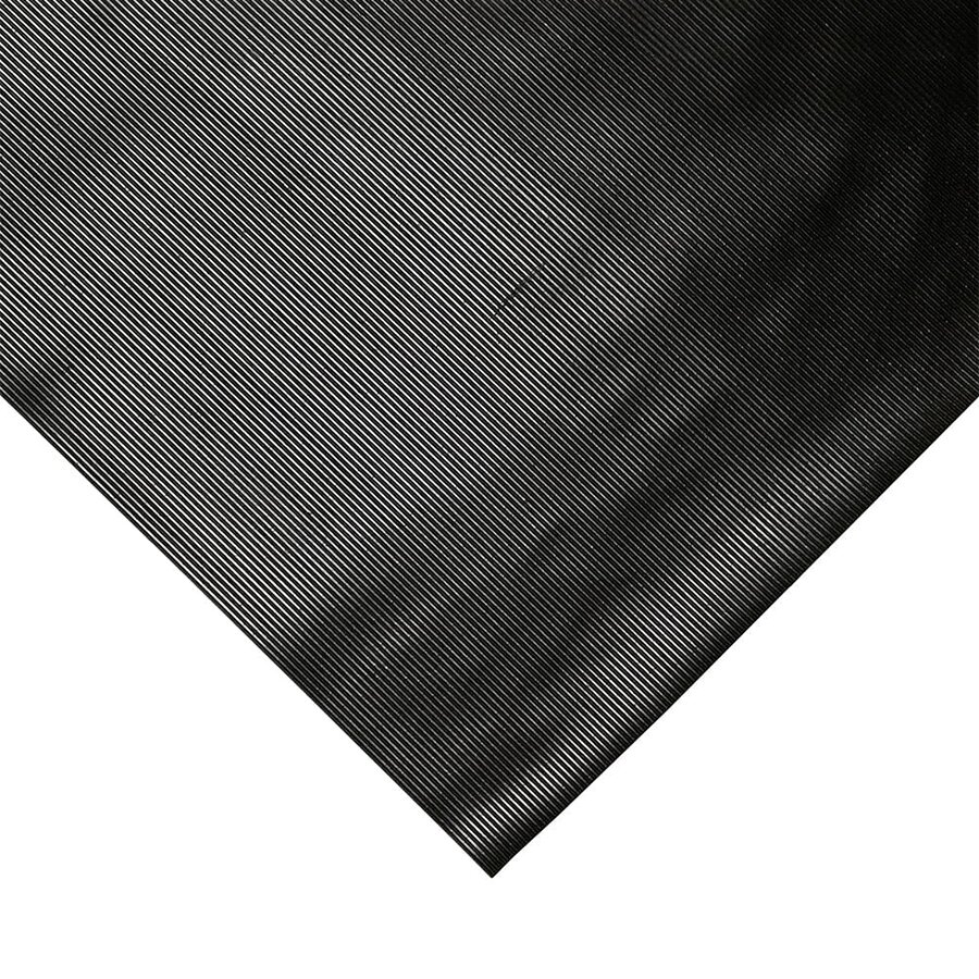 Černá rýhovaná protiskluzová průmyslová rohož (metráž) COBARIB - délka 1 cm, šířka 120 cm a výška 0,6 cm