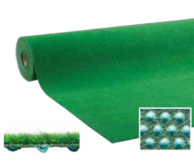 Modro-zelený trávny koberec s nopmi (metráž) FLOMA Gazon - dĺžka 1 cm, šírka 133 cm a výška 1 cm