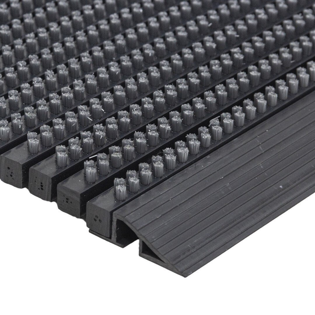 Černá čistící kartáčová venkovní vstupní rohož FLOMA Outline - výška 2,2 cm