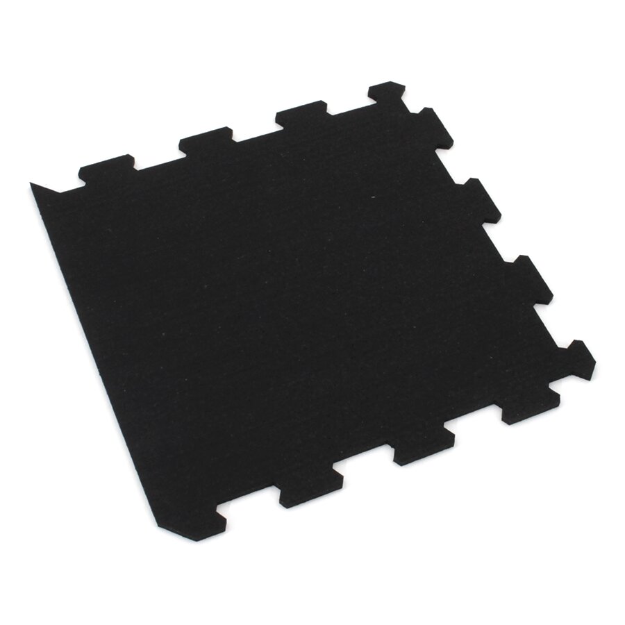 Černá gumová modulová puzzle dlažba (okraj) FLOMA FitFlo SF1050 - délka 47,8 cm, šířka 47,8 cm a výška 0,8 cm