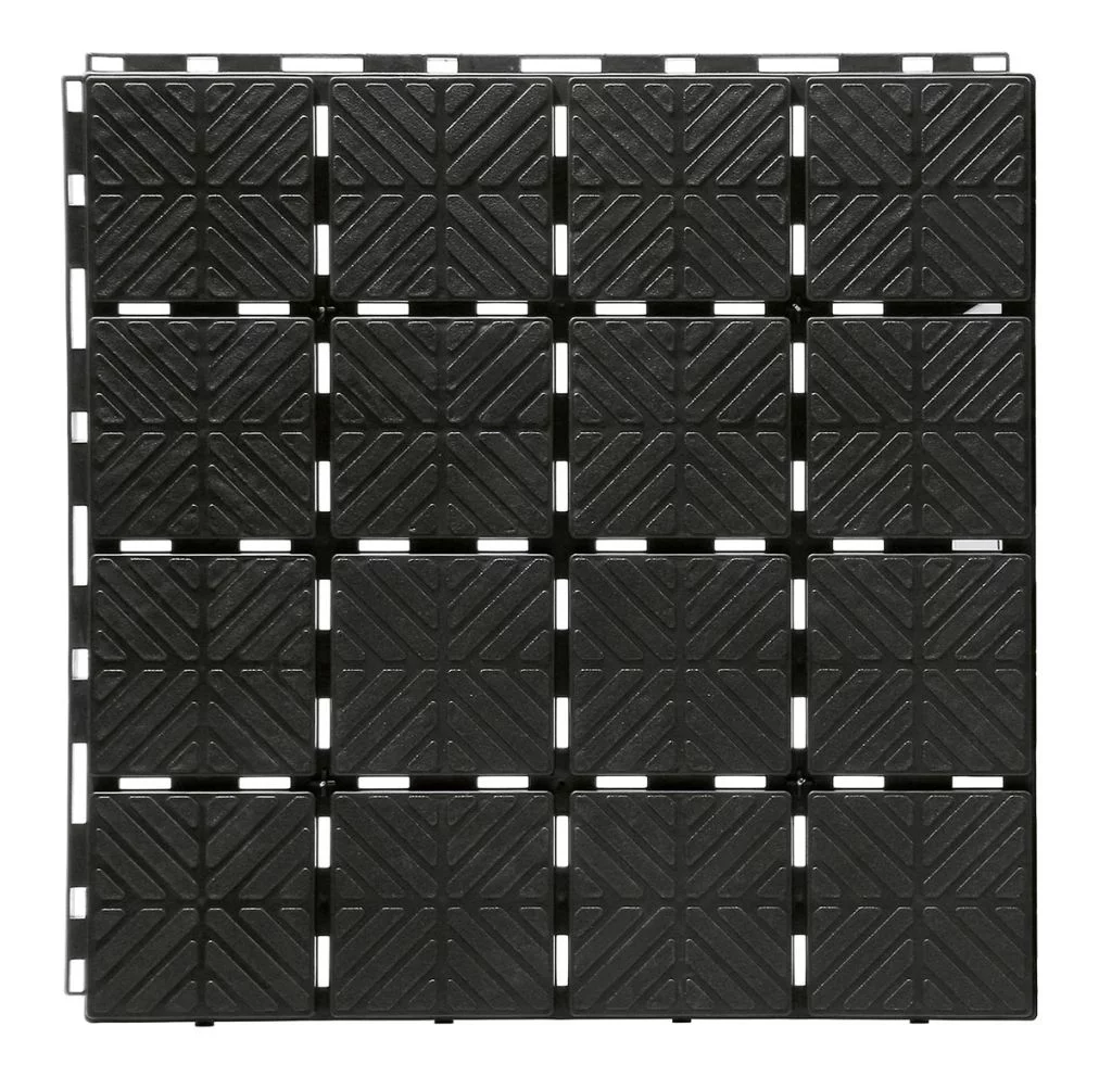 Płytka plastikowa ogrodowa tarasowa - długość 40 cm, szerokość 40 cm, wysokość 2 cm - czarna