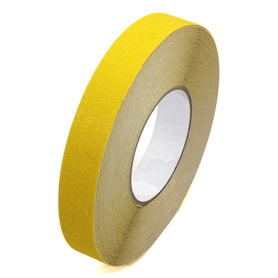 Žlutá korundová protiskluzová páska FLOMA Standard - délka 18,3 m, šířka 2,5 cm, tloušťka 0,7 mm