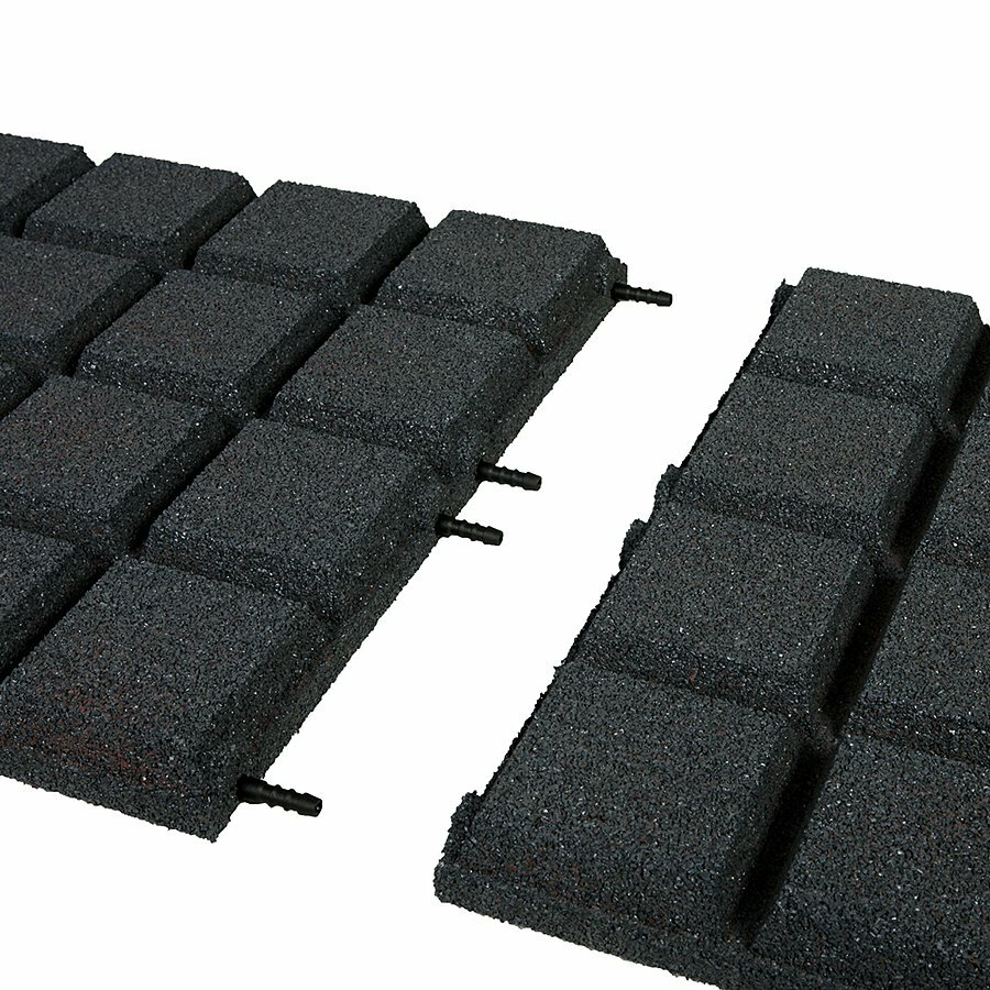 Černá gumová certifikovaná dopadová dlažba FLOMA V45/R25BIG - délka 50 cm, šířka 50 cm a výška 4,5 cm