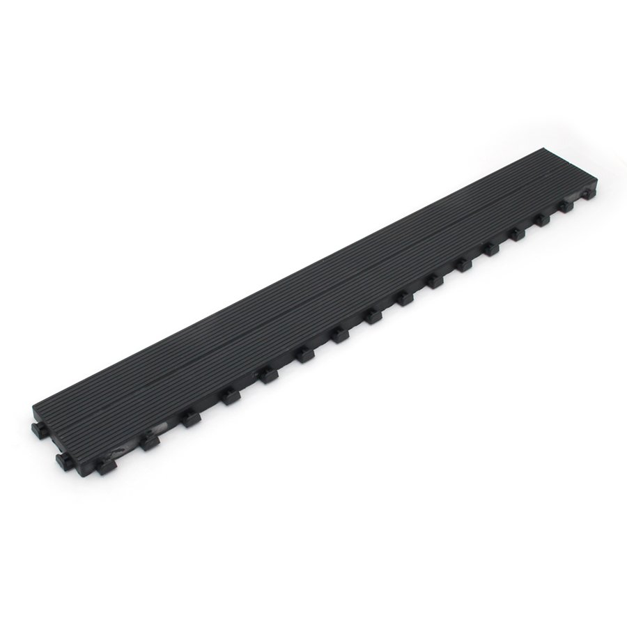 Čierna plastová terasová dlažba Linea Striped (hrubé ryhovanie) - dĺžka 116,5 cm, šírka 14,3 cm a výška 2,5 cm