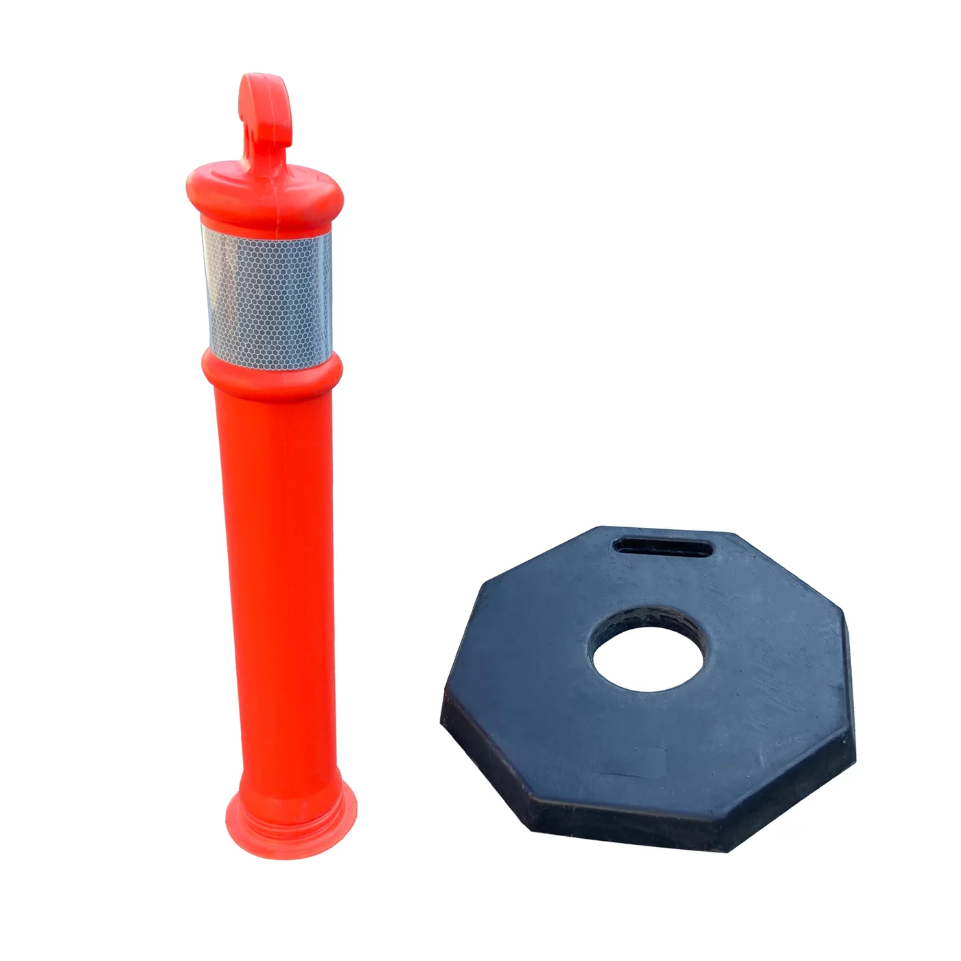 Verkehrspfosten aus Kunststoff Und (PE) mit Gummifüße FLOMA - Durchmesser 14 cm, Höhe 74 cm - Rot