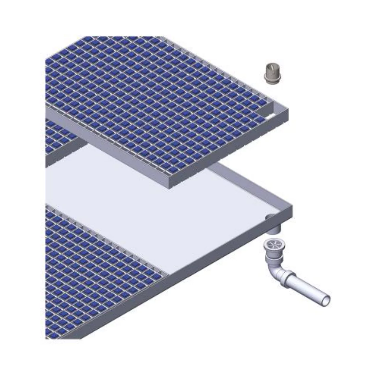 Tacka ociekowa ze stali nierdzewnej do mat wejściowych szczotkowych FLT-PRM, FLT-ECO FLOMA - długość 159,7 cm, szerokość 121,2 cm, wysokość 4 cm