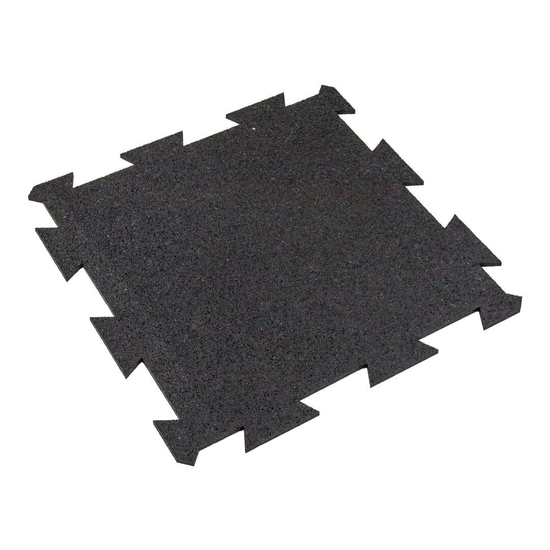 Černá gumová modulová puzzle dlažba (střed) FLOMA FitFlo SF1050 - délka 50 cm, šířka 50 cm, výška 0,8 cm