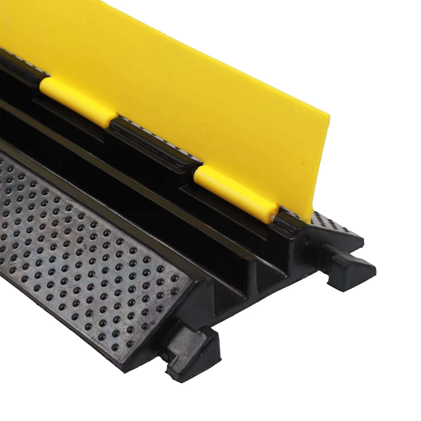 Anti-Rutsch Kabelbrücke aus Gummi 2x34x34 FLOMA CPR79 - Länge 100 cm, Breite 25 cm, Höhe 5 cm - Schwarz-Gelb