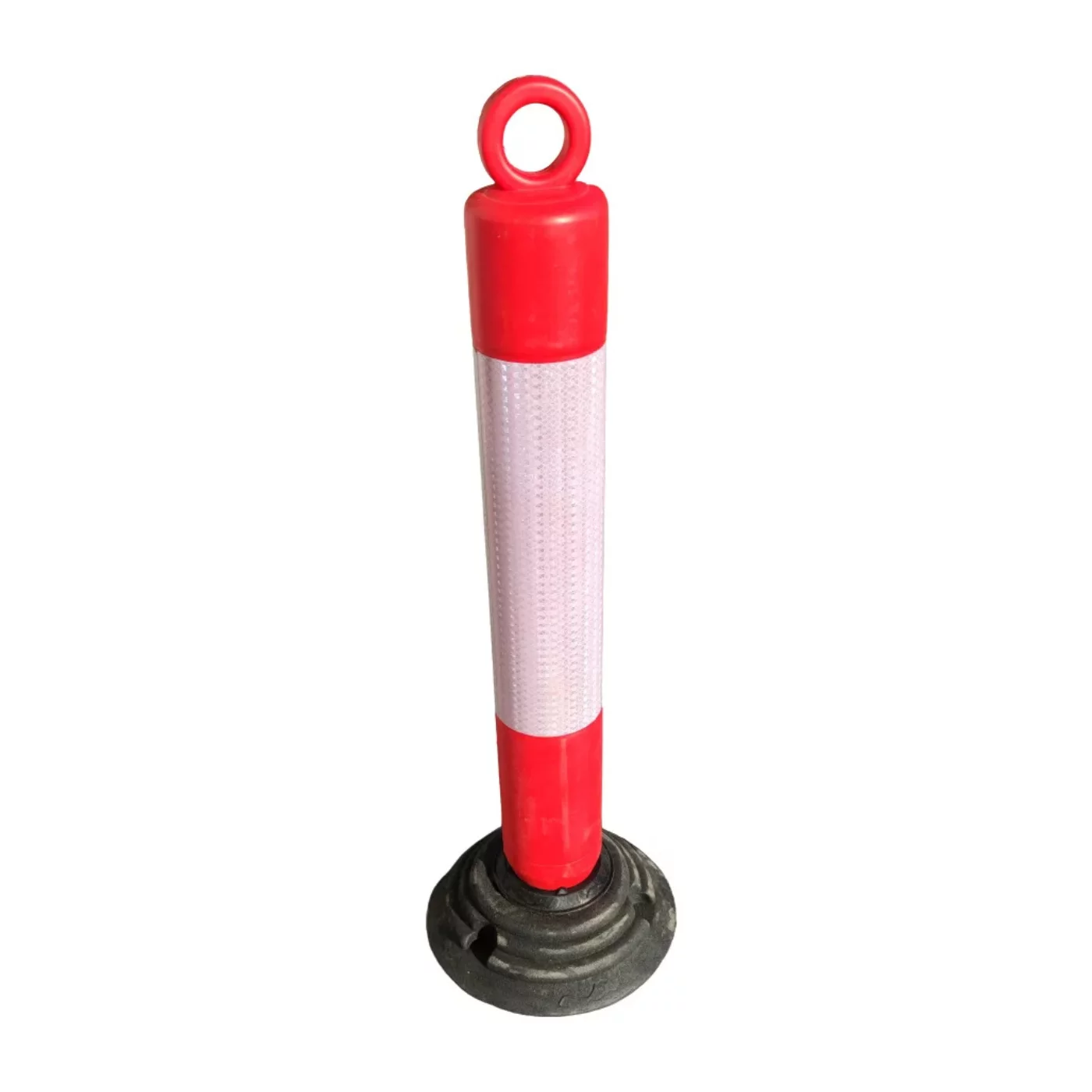 Červeno-bílý plastový samonarovnávací sloupek - průměr 10 cm, výška 80 cm
