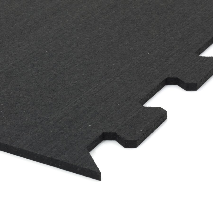 Čierna gumová modulová puzzle dlažba (okraj) FLOMA FitFlo SF1050 - dĺžka 47,8 cm, šírka 47,8 cm a výška 0,8 cm