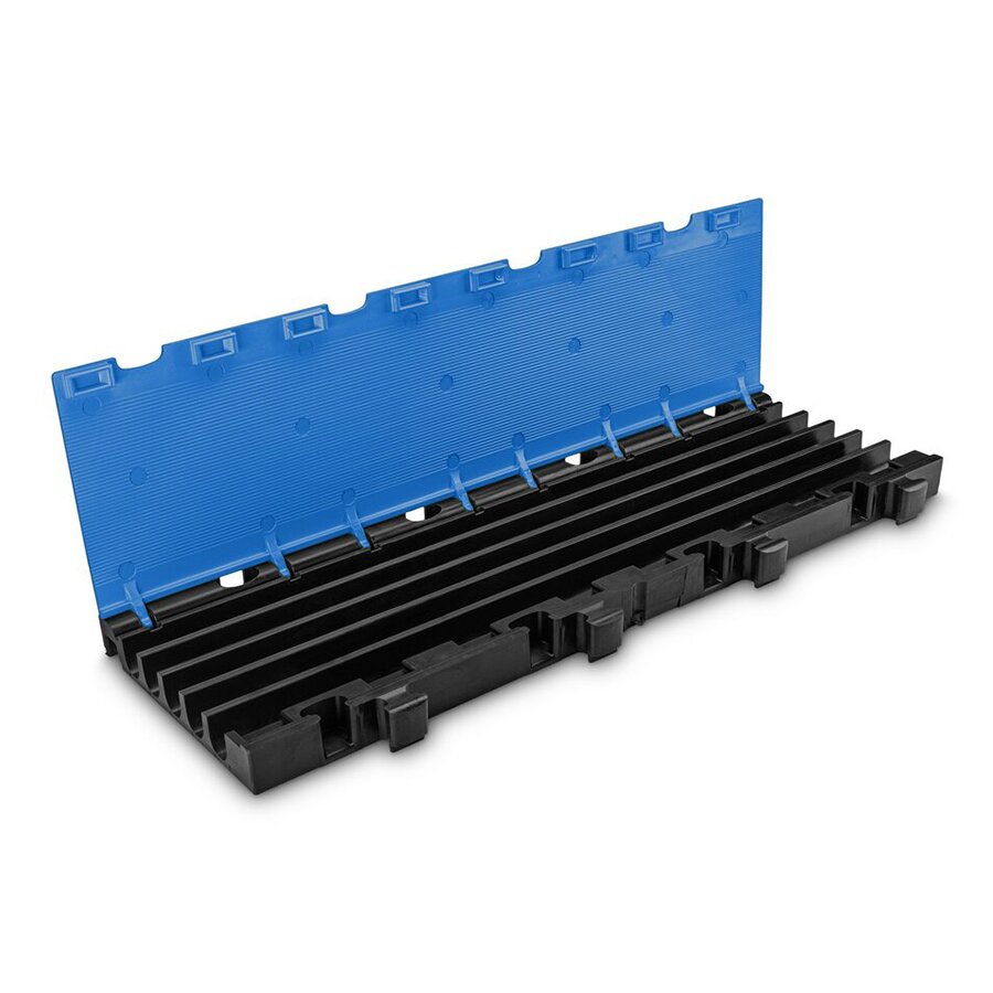 Černo-modrý plastový modulární kabelový most s víkem DEFENDER MIDI 5 2D - délka 100 cm, šířka 32,5 cm a výška 5,4 cm